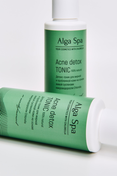 Acne detox TONIC Детокс-тоник для жирной и проблемной кожи на основе живой суспензии микроводоросли Chlorella 150 ml  Alga Spa