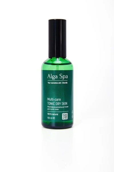 Многофункциональный тоник для сухой кожи для лица на основе живой суспензии микроводоросли Chlorella Multi-care TONIC DRY SKIN, 100 ml  Alga Spa